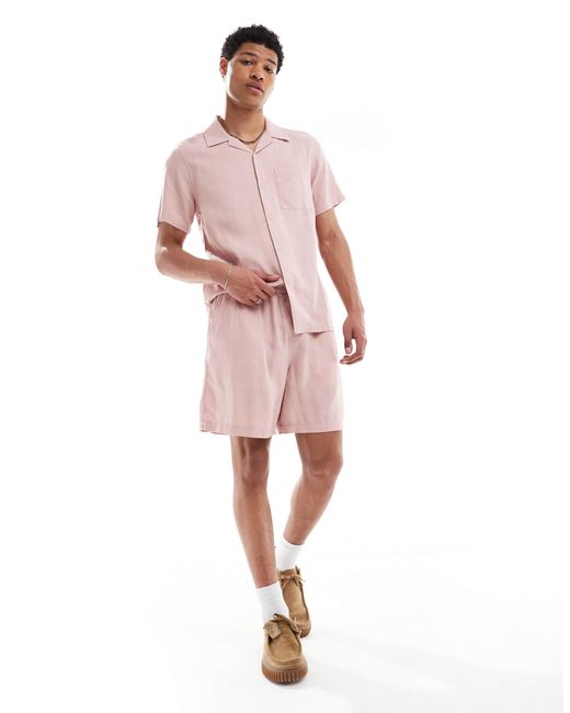 Short d'ensemble à enfiler en lin mélangé - rose clair New Look pour homme en coloris Pink