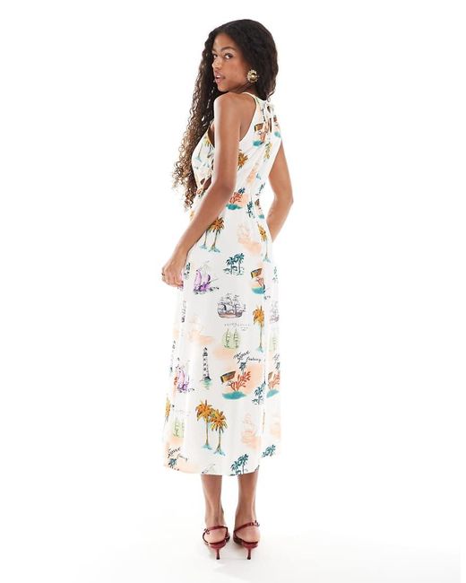 Object White Halterneck Midi Dress With Tie Side Detail