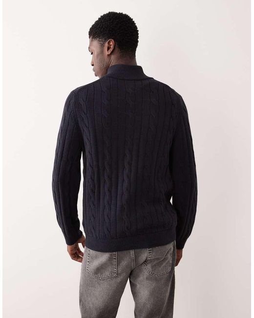 Paul Smith Blue Paul Smith Quarter Zip Cable Knit Jumper for men