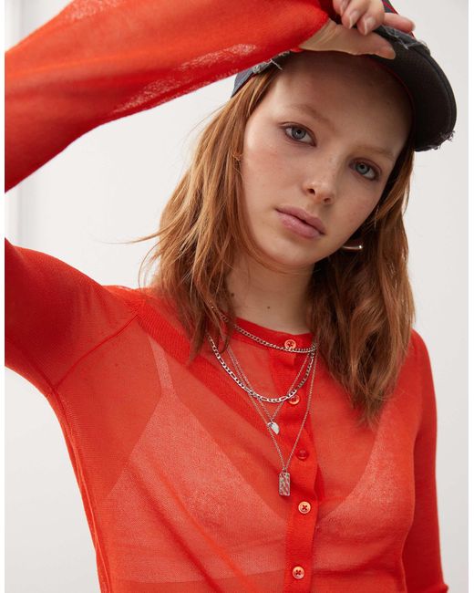 Collusion Red – transparente strickjacke