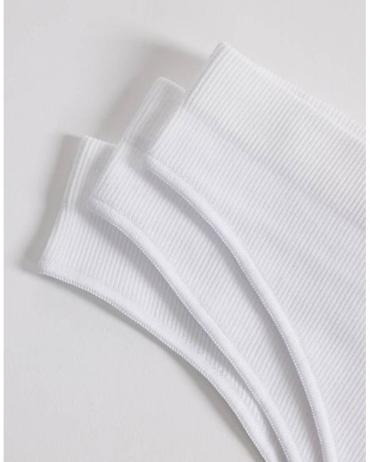 ONLY White 3 Pack Ribbed Seamless Lingerie Thong
