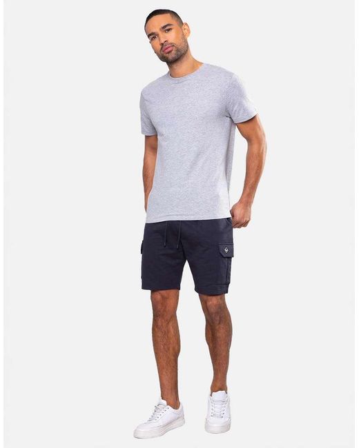 Threadbare Blue Cargo Sweat Shorts for men