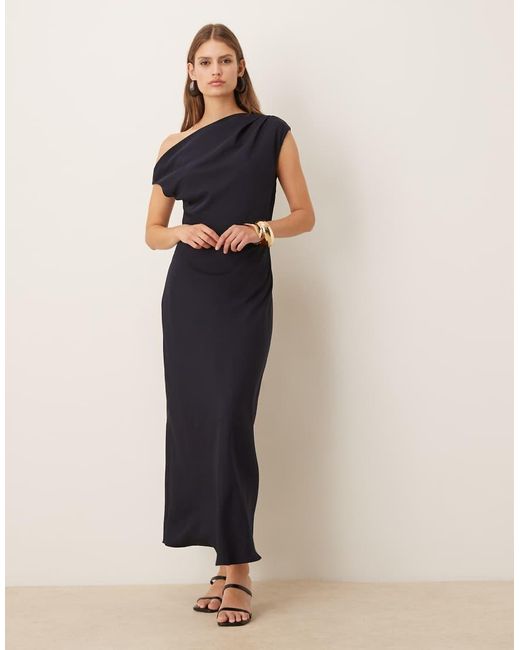 princess polly baby blue dress Black KarenMillen Metallic Boucle Tailored Sleeveless Asymmetric Midaxi  Dress main image 0