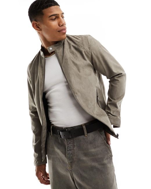 Essentials bomber zipp en imitation daim taupe Jack Jones