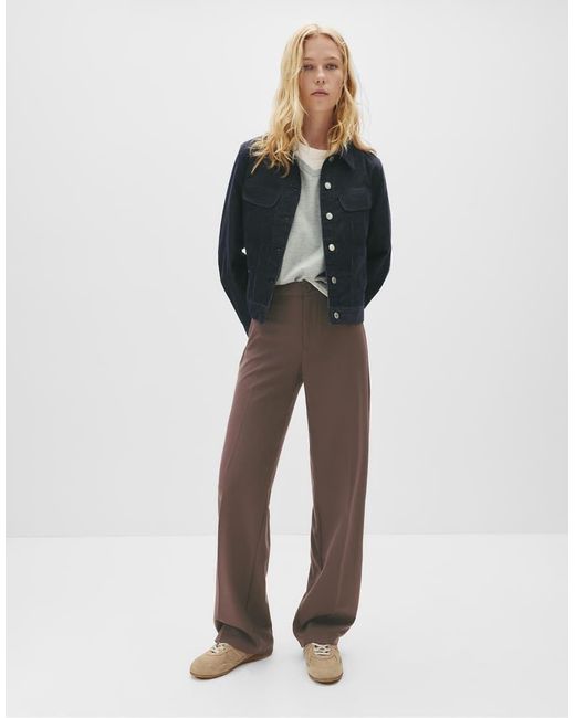 Pull&Bear Brown Smart High Waist Straight Leg Trousers