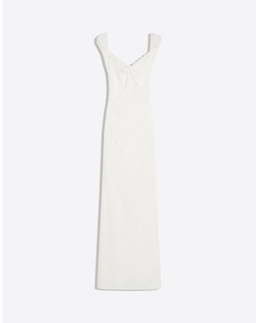 Bershka White Lace Crinkle Midi Dress