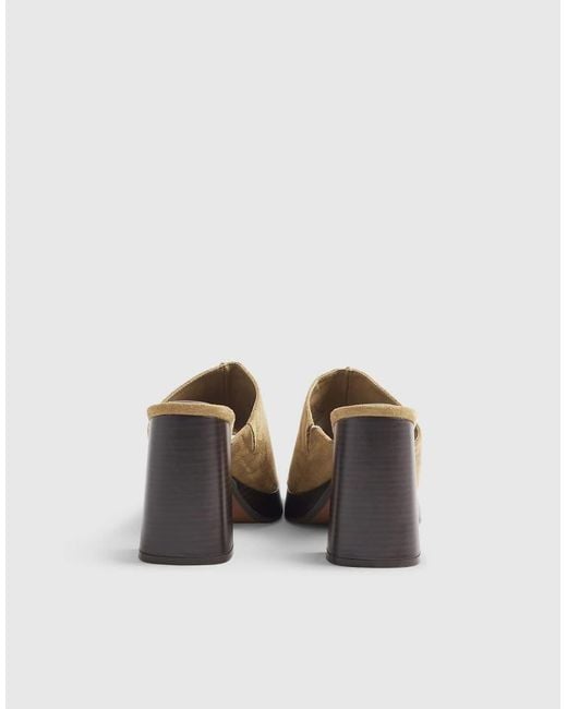 River Island Natural Faux Suede Heeled Mule Sandals