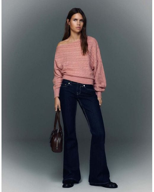 Bershka Gray Asymmetric Braided Jumper