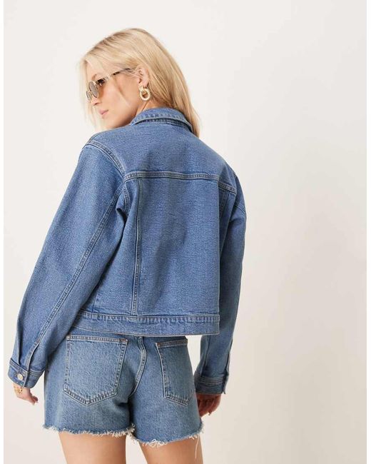 Giacca Di Jeans Stile Western Lavaggio Medio di ASOS in Blue