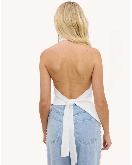 Loavies White Mystic Meadow Halter Top With A Bow