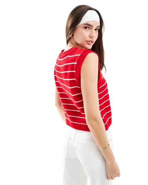 ASOS Red Knitted Crew Neck Tank