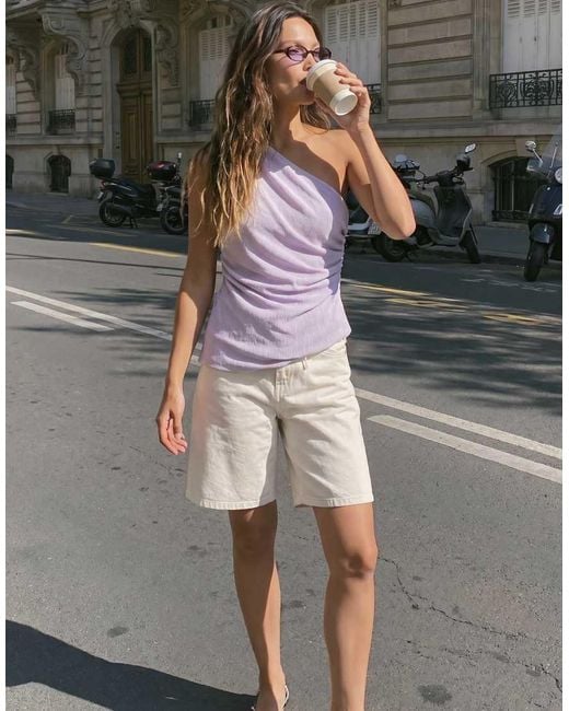 Vero Moda Gray Sleeveless One Shoulder Longline Top