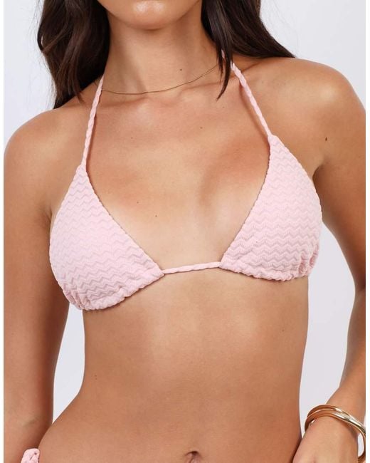 SIMMI Pink Chevron Triangle Bikini Top