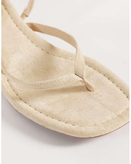 River Island Natural Buckle Toe Thong Heeled Sandals