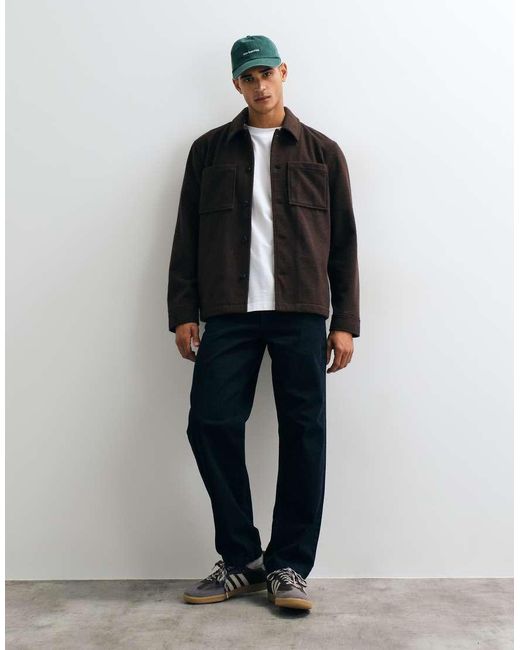 New Look Black Wool-look Shacket for men