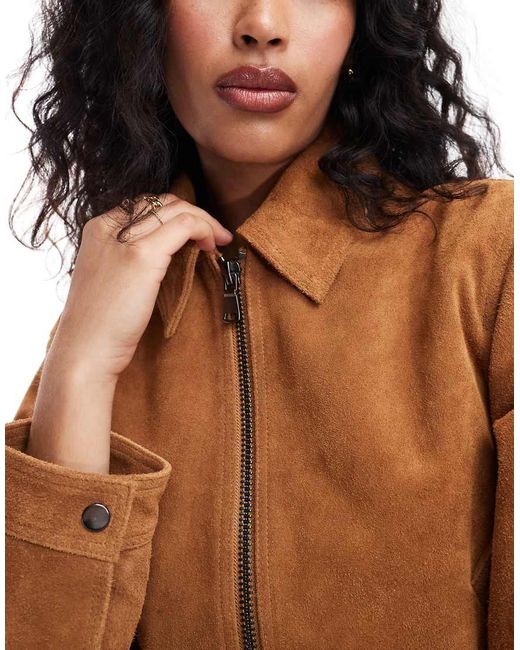 Chaqueta Color Tostado Con Cuello De Solapas De Ante De -Marrón ASOS de color Brown