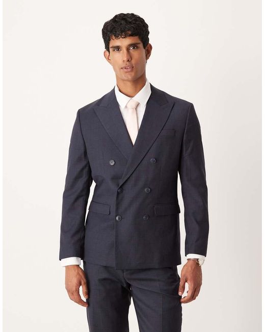 SELECTED Blue Double Breasted Blazer for men