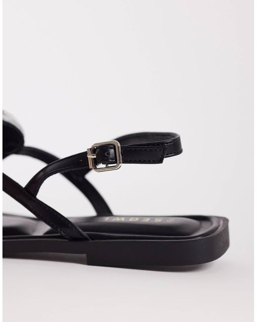 SEQWL Black – flache sandalen