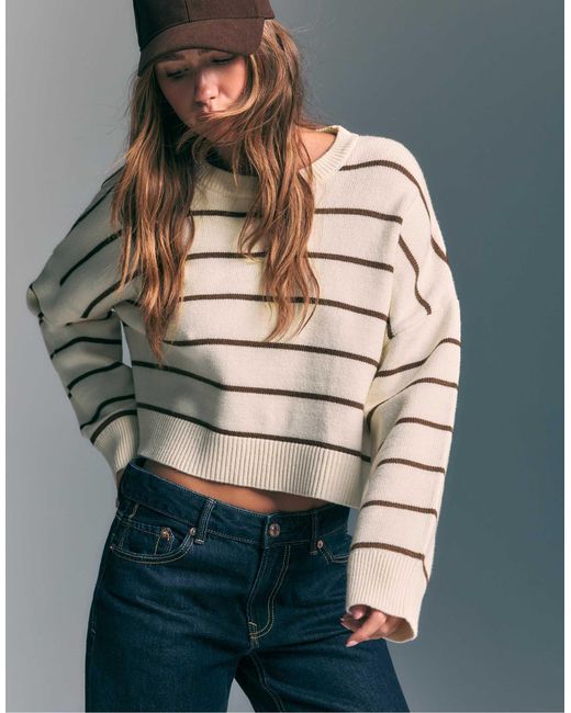 Stradivarius Gray – kurzer strickpullover