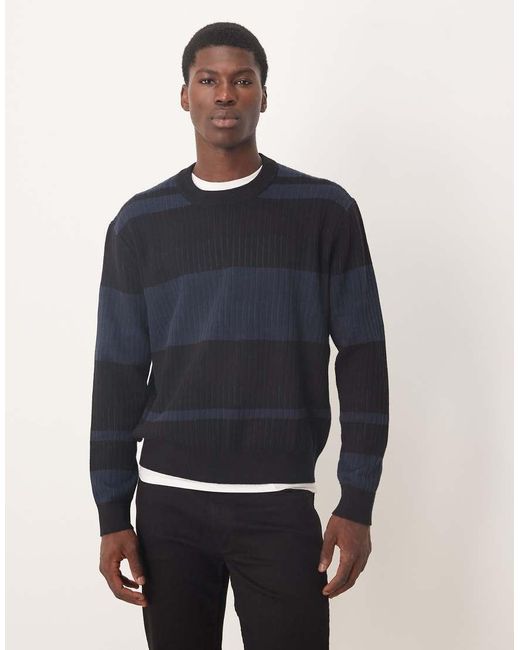 SELECTED Blue 100% Cotton Knitted Crew Neck Jumper for men