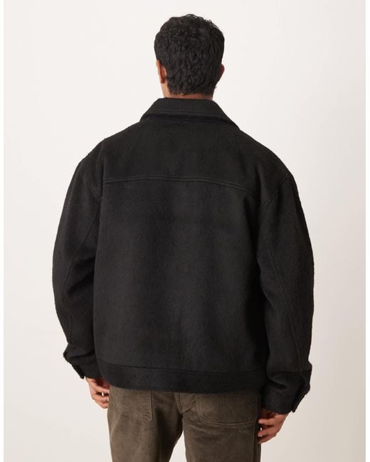 ASOS – angeraute harrington-jacke in Black für Herren