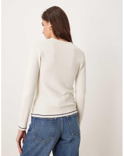 Calvin Klein White Woven Label Cable Knit Cardigan