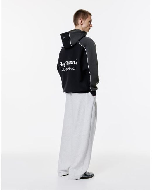 Felpa Nera A Pannelli Con Cappuccio E Stampa Playstation X Stwd di Pull&Bear in Blue da Uomo