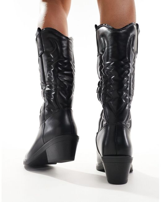 Truffle Collection Black Heeled Western Boots
