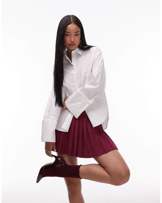 Mango White Tailo Pleated Mini Skirt With Adjustable Waist