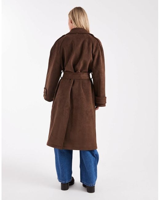 Miss Selfridge Blue Suedette Trench Coat