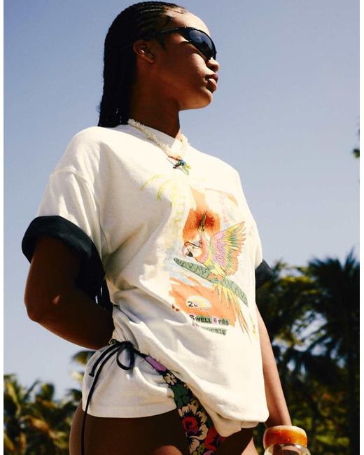 Rip Curl Blue Rip Curl X Farm Rio Graphic Print Oversized Tee