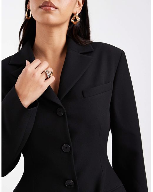 ASOS Black Scarf Neck Mini Blazer Dress
