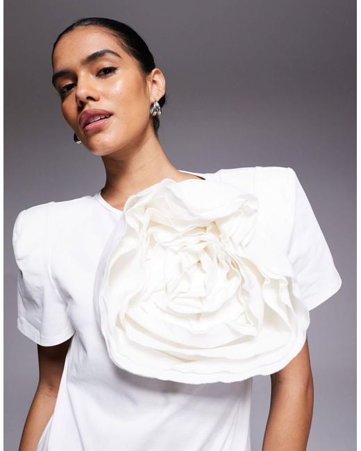 ASOS Women's Gray Premium Corsage T-shirt