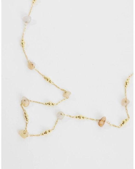 Orelia White Mixed Chip And Bead Necklace