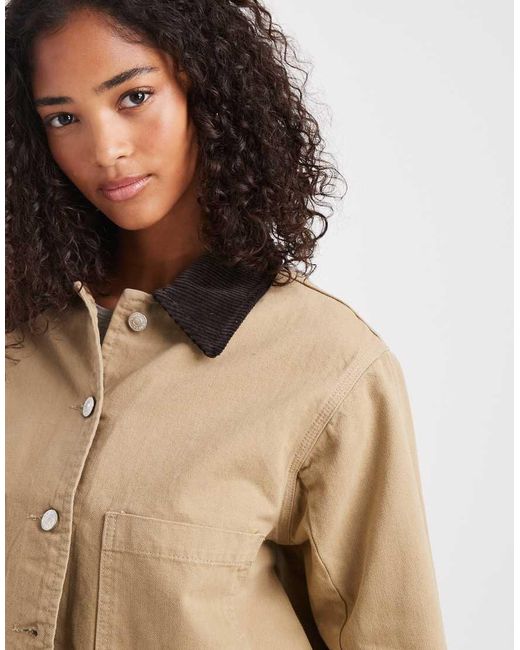 ASOS Brown Crop Denim Barn Jacket