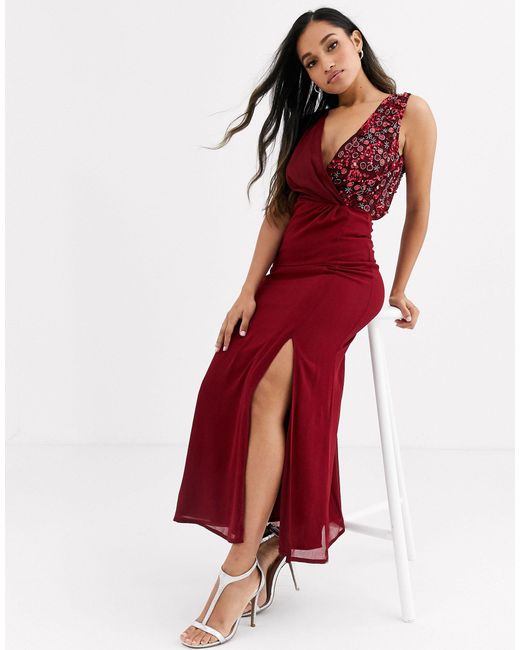 little mistress red maxi dress