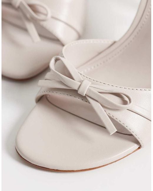 Mango Natural Faux Leather Bow Detail Slingback Heeled Sandals