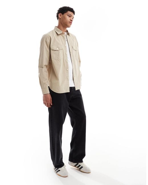 Paul Smith Natural Casual Overshirt With Patch Logo for men