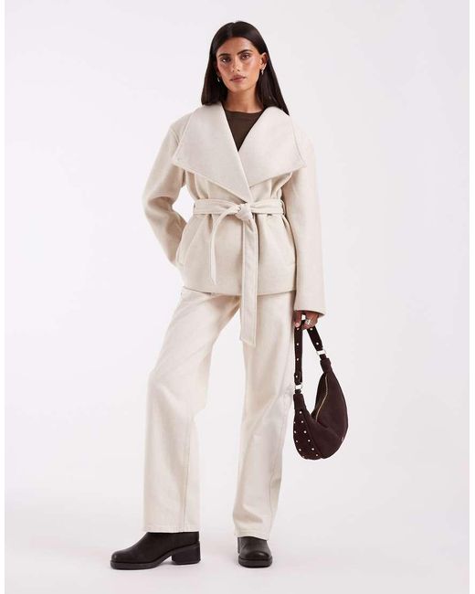 Vero Moda Natural Funnel Neck Belted Short Formal Jacket