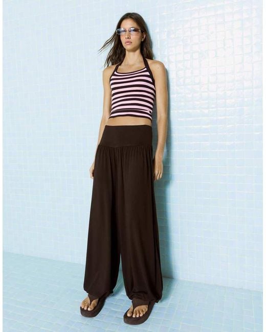 Bershka Pink Halter Knit Top