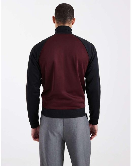 Fred Perry Red Contrast Sleeve Logo Track Jacket for men
