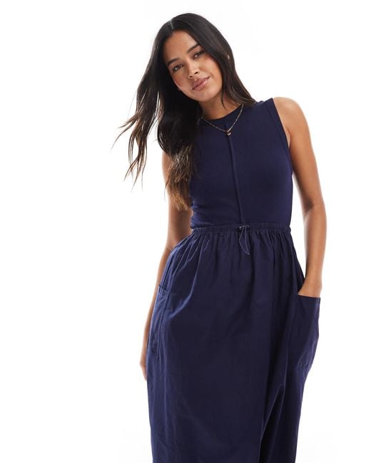 Threadbare Blue – hochgeschlossenes maxikleid