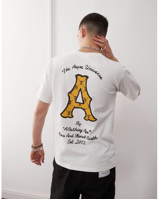 Aape By A Bathing Ape White Aape By A Bathing Ape A Logo Back Print T-Shirt for men