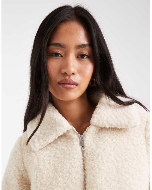 Threadbare White Short Borg Jacket