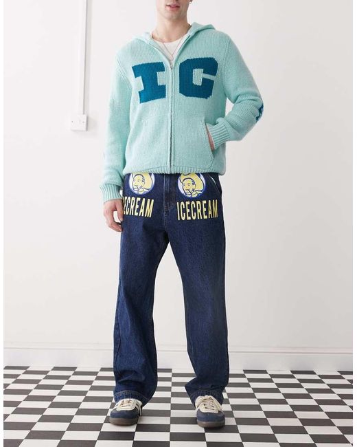 Vaqueros Azul Añil Con Estampado Cowboy De -Azul Marino ICECREAM de hombre de color Blue