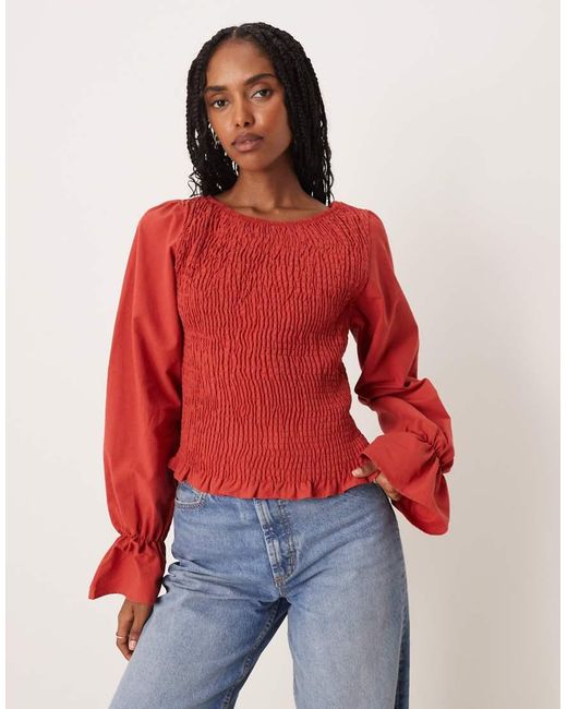ASOS Red Linen Blend Shir Blouse