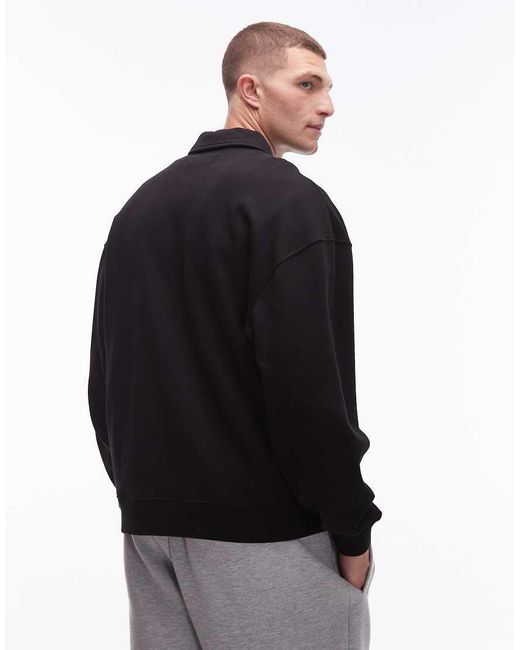 AllSaints Black Xander Sweat Polo for men