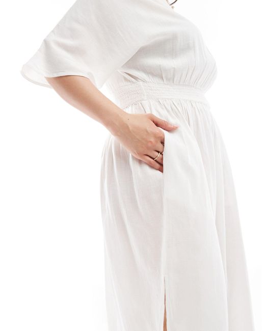 Yours White Linen Look Maxi Dress