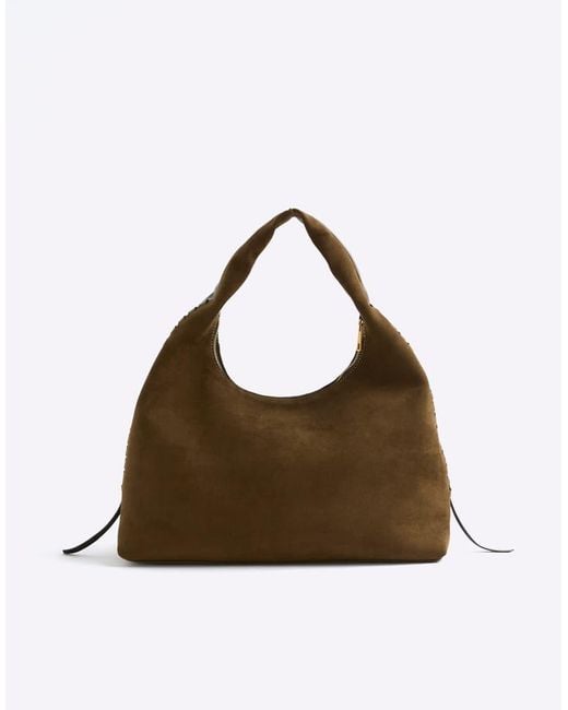 River Island Brown Whipstitch Slouch Bag