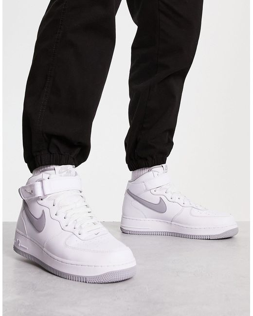 Air force 1 mid - sneakers alte bianche e grigie di Nike in Black da Uomo